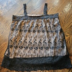 Black Lace Overlay Tank Top